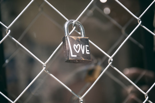 Padlock with the word love
