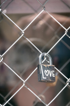 Padlock with the word love