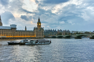Amazing Sunset view of Houses of Parliament, Palace of Westminster,  London, England, Great Britain