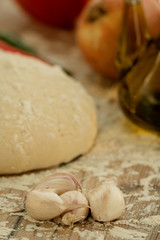 Ingredients for preparing a vegetarian pizza