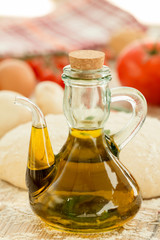 Ingredients for preparing a vegetarian pizza