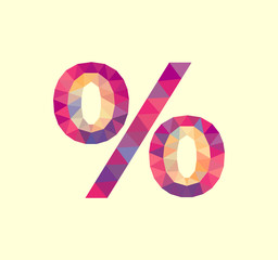 polygonal sign percent for discounts and promotions %