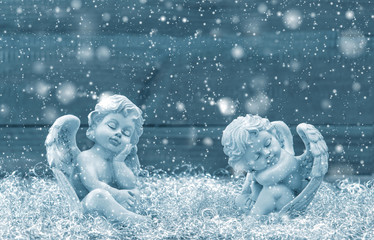 Slipping guardian angel Christmas decoration Vintage style