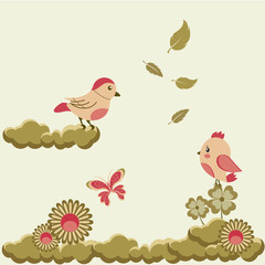 Funky stylized vector floral background