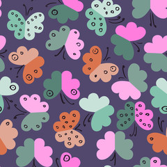 Vector seamless pattern with geometric butterflies