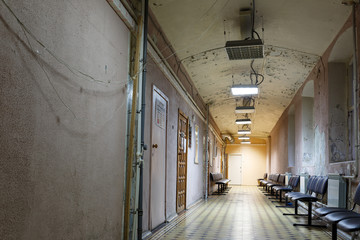 The interior of the old state clinic. Moscow region, Russia. 