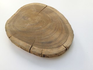 Wood slice on white background