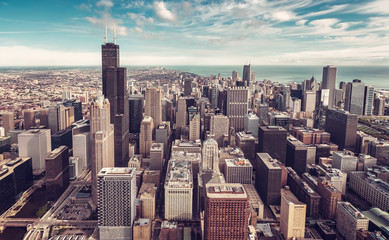 Aerial view of Chicago Downtown Skyline