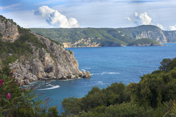 Fototapeta na wymiar View of Paleokastritsa bay from above