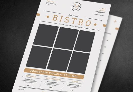 Men&uacute; de comida minimalista 