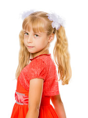 Little girl in orange dress