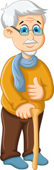 cute old man cartoon thumb up