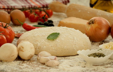 Ingredients for a vegetarian pizza
