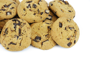 close up on Chocolate cookies isolated on white background