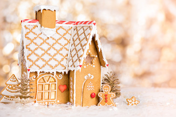 Homemade Gingerbread House and man - 124682863