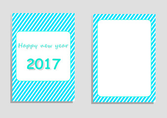 happy new year 2017 card, vector, illustration, copy space for text, editable template, cover paper, brochure, vertical orientation, blue and green shade