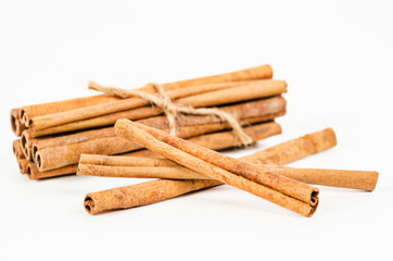 cinnamon isolated on white.