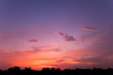 Dramatic sunset and sunrise vivid sweet colorful cloud in sky.