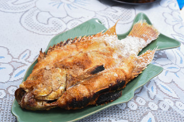 Salt-grilled fish