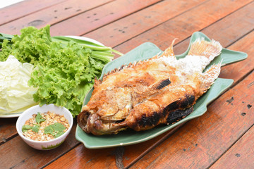Salt-grilled fish