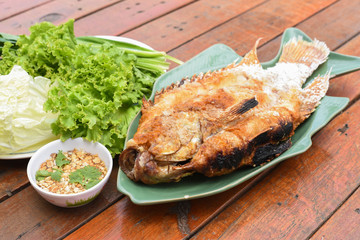 Salt-grilled fish