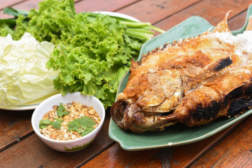 Salt-grilled fish