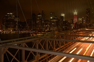 Fototapeta na wymiar View from the Brooklyn Bridge to NYC 