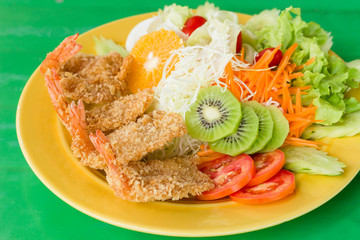 fried breaded chicken Milanese with Salad