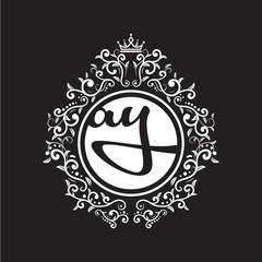 vintage circle initial logo