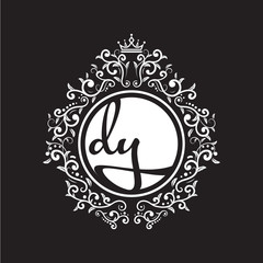 vintage circle initial logo