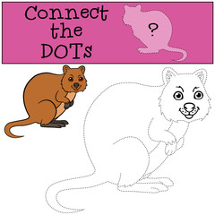 Educational game: Connect the dots. Little cute quokka smiles.