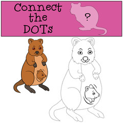 Educational game: Connect the dots. Mother quokka with her baby.