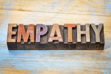 empathy word abstract in wood type