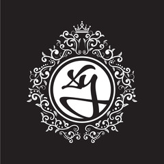 vintage circle initial logo