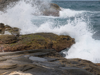 Waves Splashes on the rocks