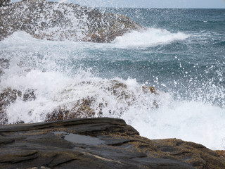 Waves Splashes on the rocks