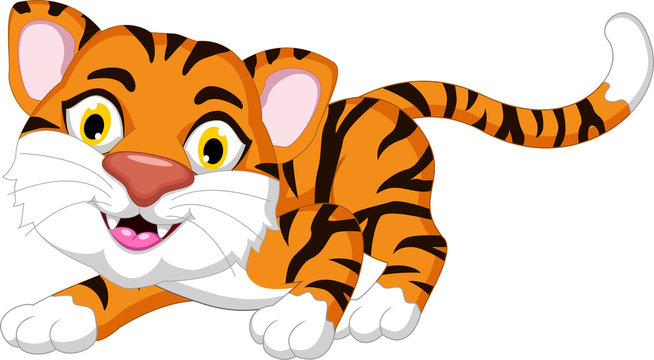 Cute tiger cartoon posing for you design