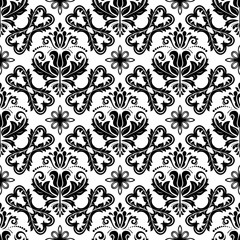 Seamless oriental pattern in the style of baroque. Traditional classic ornament. Black and white pattern