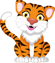 Cute tiger cartoon sitting
