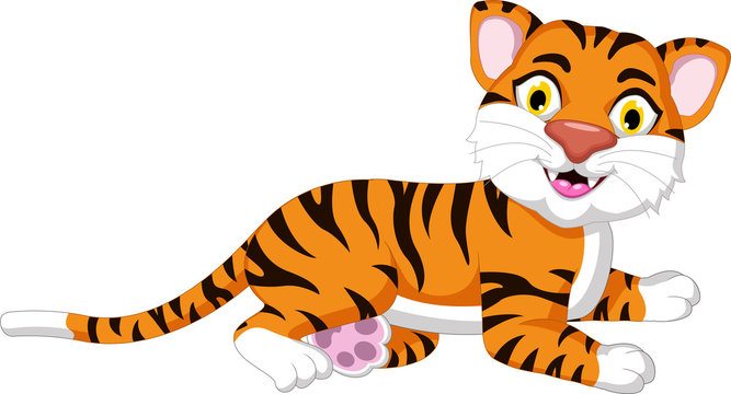 Cute tiger cartoon posing