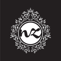 vintage circle initial logo