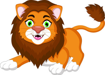 cute lion cartoon posing