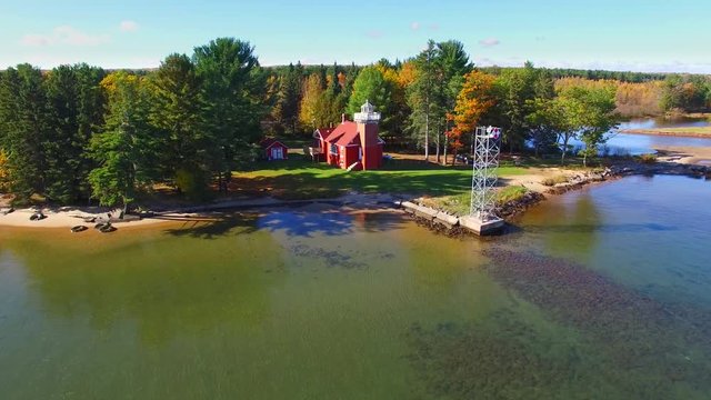 Amazing Autumn scenery, forests with lake, Fall colors, Aerial view.
