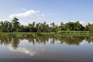 Countryside along Tha Chin river(Maenam Tha Chin),Nakhon Pathom,Thailand