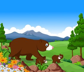 brown bear cartoon in the jungle