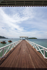 Fototapeta na wymiar Asadang Bridge(Pier) at Koh Sichang,Chonburi,Thailand