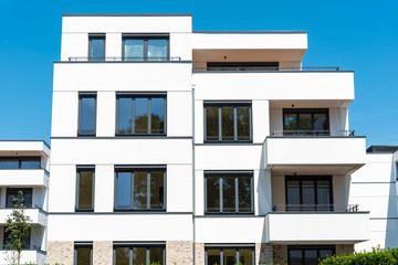 New white townhouses seen in Berlin, Germany