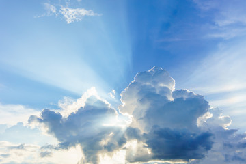 Big cloud with sunlight in bluesky.