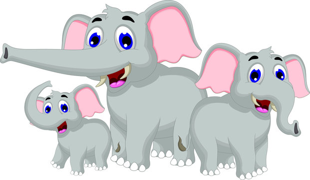funny elephant cartoon family Illustration Stock | Adobe Stock