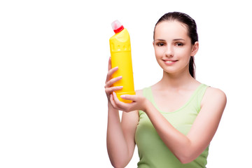 Young housewife in cleaning concept
